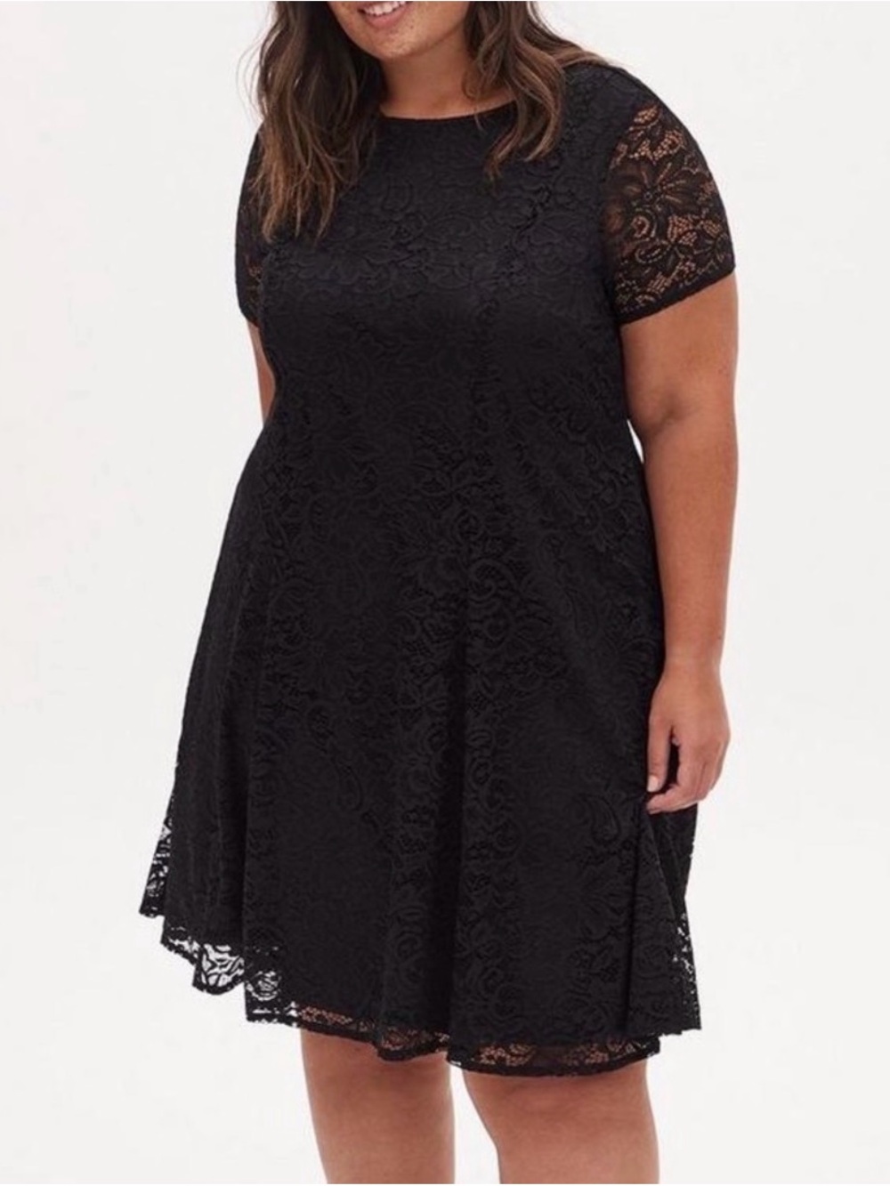 EUC Torrid Black Lace Round Neck Skater Dress Size 4 24/26 4X